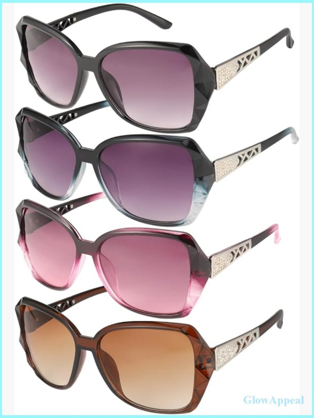 Oversized Classic Sunglasses UV 400 Protection for Women - 4 Pack
